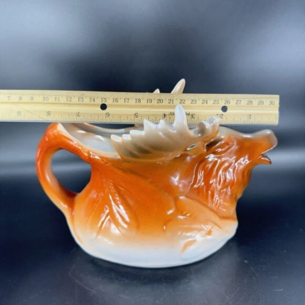 Vintage Pottery Moose Elk Shaped Figural Pitcher‎ Carafe Ceramic Decor Large Vtg